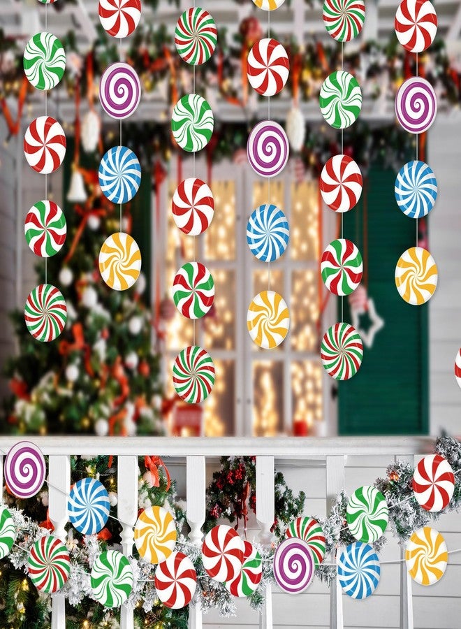 Faccito 8 Pcs Christmas Peppermint Candy Hanging Decorations Christmas Ceiling Decorations Paper Garland for Xmas Party Winter Holiday Birthday Decor(Mixed Candy) - Image 5